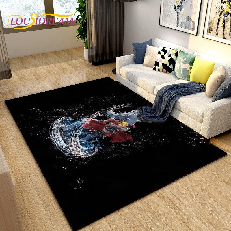Fullmetal Alchemist Anime Cartoon Area Rug Large,Carpet Rug for Living Room Bedroom Sofa Doormat Decoration, Non-slip Floor Mat