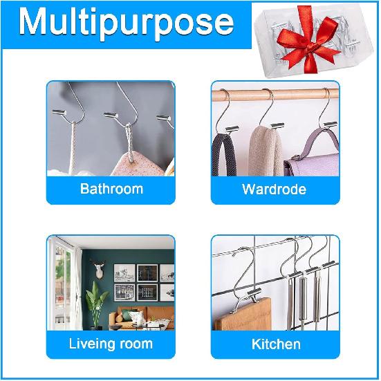 Decorative Shower Curtain Hooks Rust Proof for Bathroom, 12pcs Premium Rust Resistant Hooks Glide Shower Ring Hang Holder T Shape Hooks for Living