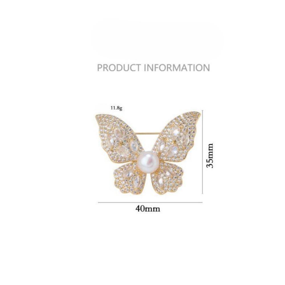 Bursting Butterfly Full Diamond Brooch Women'S Luxury Atmospheric Brooch Exquisite Versatile Pearl Accessories Autumn And Winter Clothing Gifts