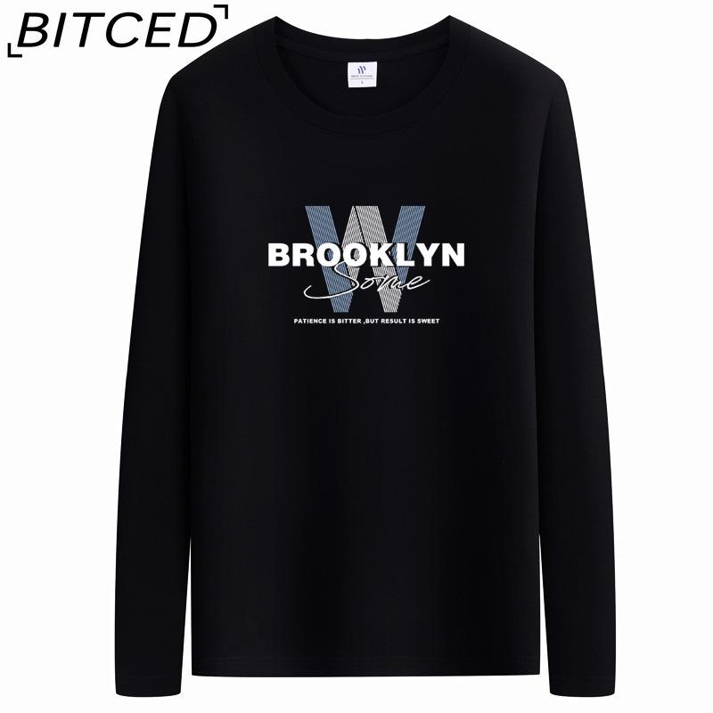 BITCED Men's Spring and Autumn Slim Trend Long-sleeved T-shirt Versatile O-neck Bottoming Shirt