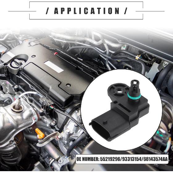 Motoforti Ansaugkrümmerdrucksensor MAP-Sensor, für ALFA ROMEO MITO 955 2008, Kunststoff, Nr.55219296/93313154/68143574AA, Schwarz