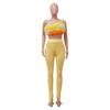 K10179 Women's Summer Sexy Nightclub Feather Camisole and Pants Two-Piece Set