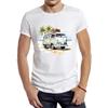 TEEHUB Vintage Akvarelová Plážový Karavan Pánske Tričko Grafické Plážové Kempingové Športové Oblečenie Retro Karavan Autobus Topy Hipsterské Tričko