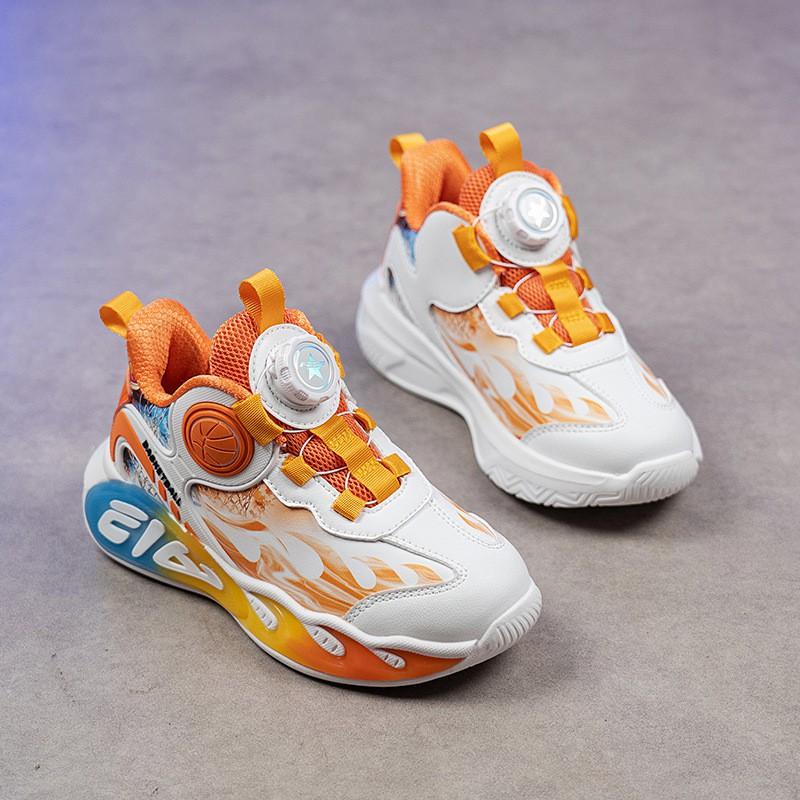 Boys Running Shoes Kids Ages 4-16 Lightweight Cushioned Basketball Sneakers With Synthetic Leather Upper Non-Slip Tread US 12.5