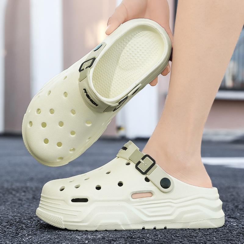 

Сандалии лето новая мода повседневная пляжная обувь вырез носить толстая подошва дезодорант сумка голова два носить тренд дырявая обувь 45