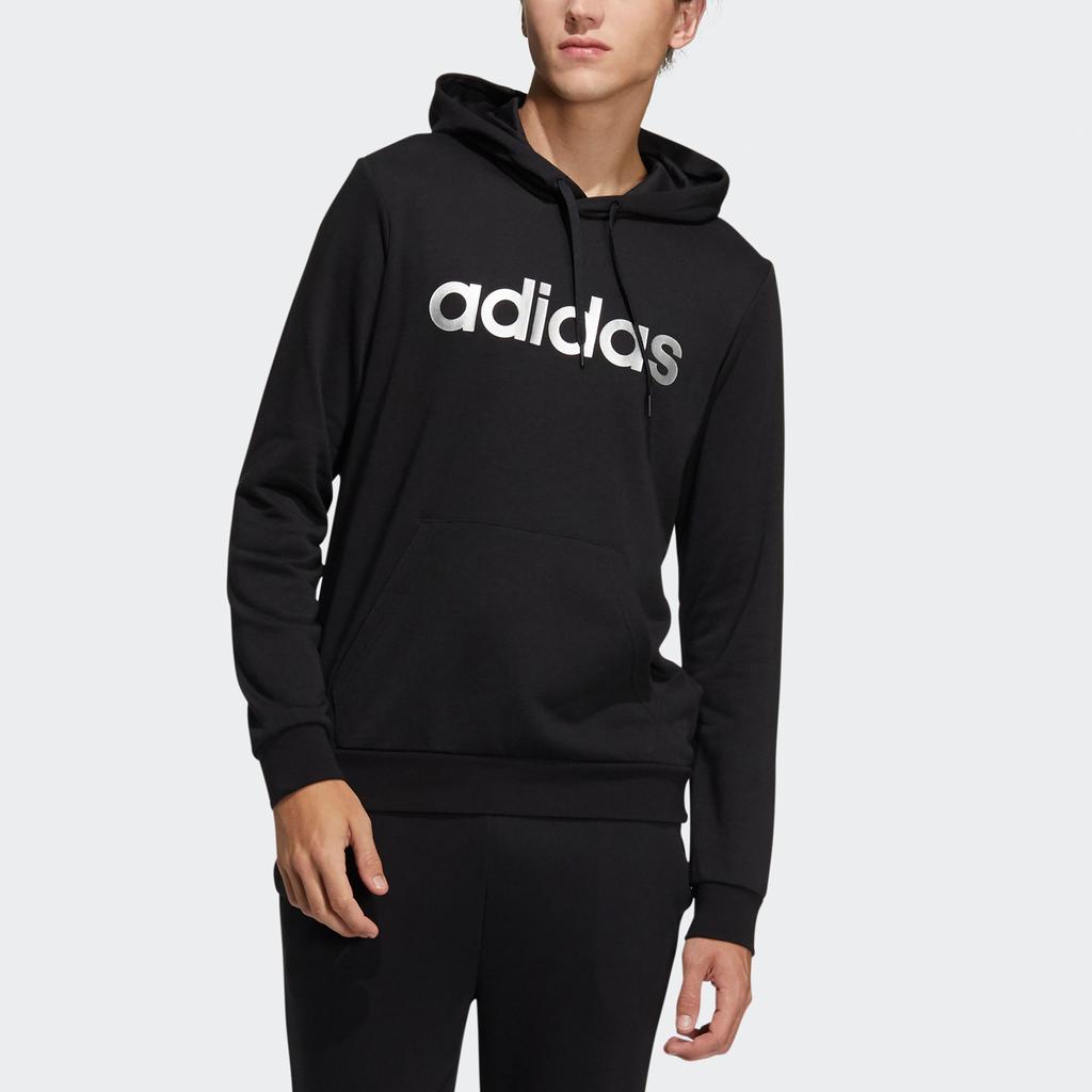 Adidas Neo Logo Print Sports Pullover Hoodie Men Hoodies Black H14187