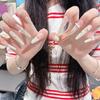 Cream Bear: Handmade Cute Bow French Manicure Fashion Nails