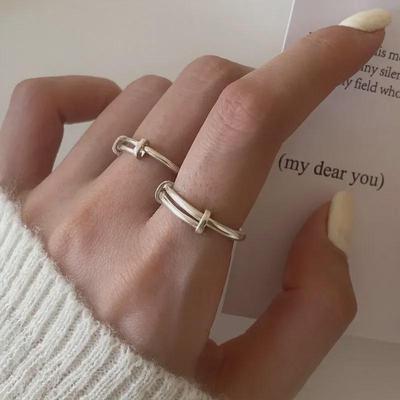 Koreanischer S925 Silber verstellbarer Retro-Ring: Schlichter, modischer Hip-Hop-Punk-Stil für Frauen