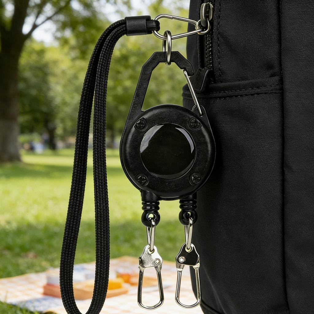 Retractable Keychain Double-Headed Retractable Belt Clip Lanyard Badge Holder Pull Reel with Steel Cord for Outdoor Fishing