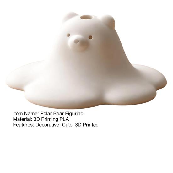 Modern White Vase 3D Printed Cute Polar Bear Figurine, Adorable Desk Small Flower for Table Ornament Living Room Bedroom, Mini Arrangement Home