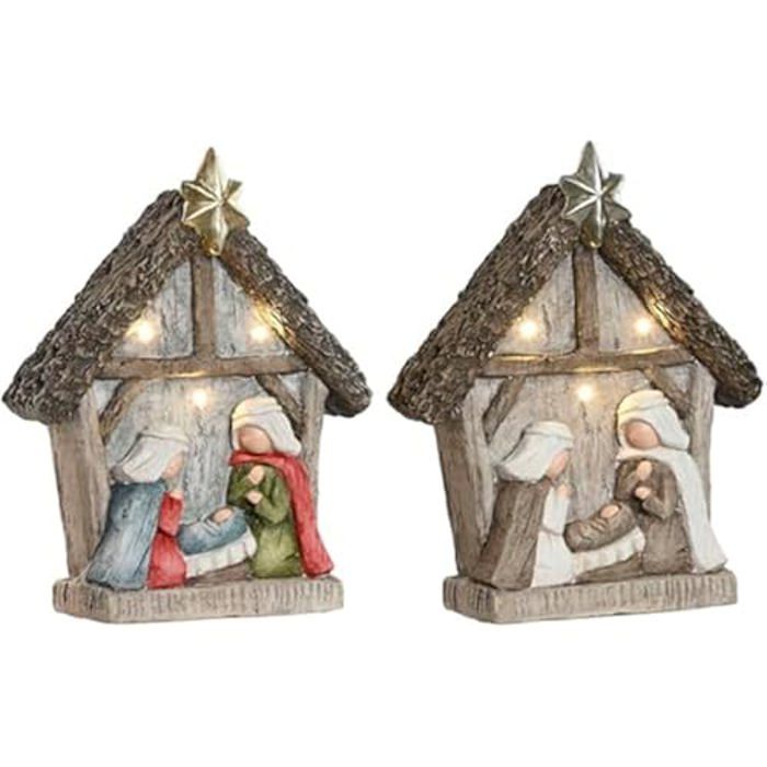 Crèche de Noël - HOME ESPRIT - Multicolore - Magnésium - 27,5 x 10,5 x 34,5 cm - 2 unités