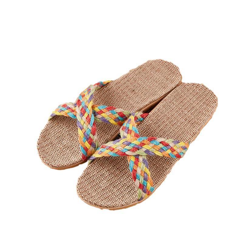 

Flax knit slippers, room slippers, Japanese style, indoor slippers, for guests, not stuffy, smooth, non-slip, ergonomic design, easy to walk in,