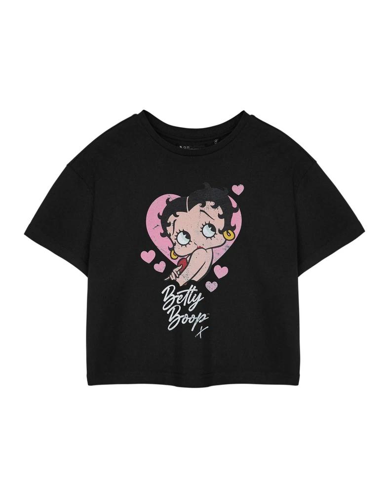 Betty boop cropped short sleeved tshirt womens black official merch M