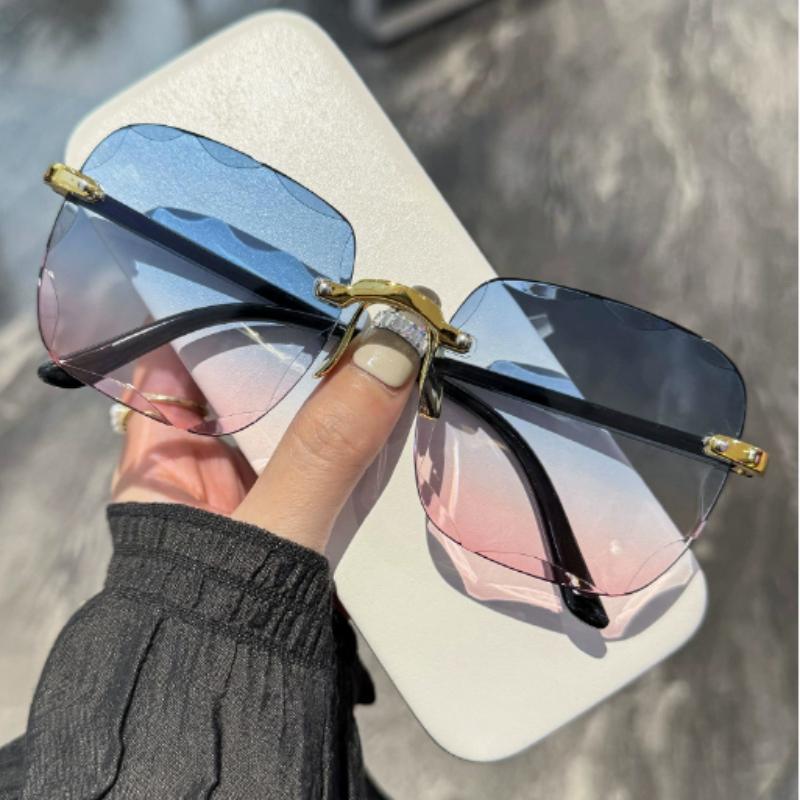 Quality Square-shaped Sun Glasses Woman Stylish Rimless Gradient Sun Glasses Brand Designer Sun Glasses for Ladies