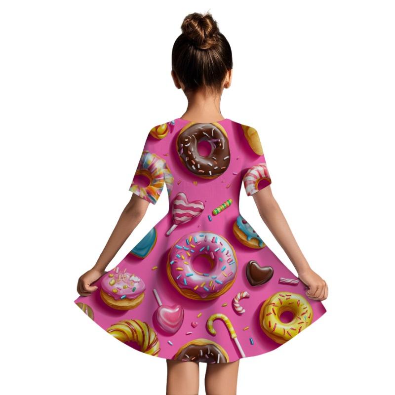 

Girls Princess Dress with Short Sleeves & Oversized - Lightweight Mid-Length Dress Suitable for Birthdays, 170