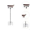 Metal Bird Bath Bowl Feeder Stake Ornament 5 Pronged Base Iron Gift Freestanding Birdbath