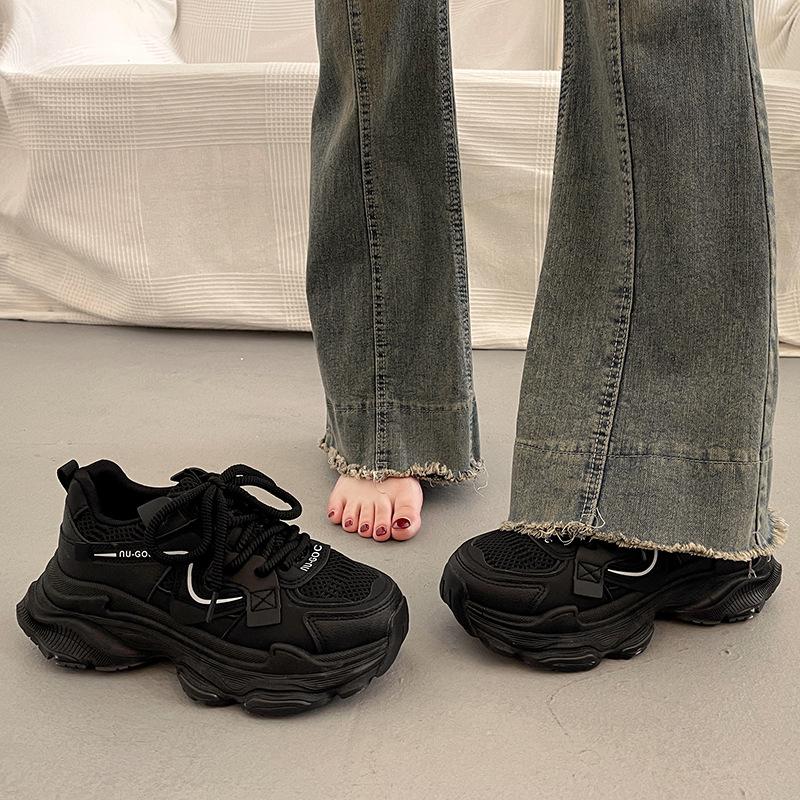 Black platform dad shoes children's spring and summer new student versatile casual foot small sports shoes