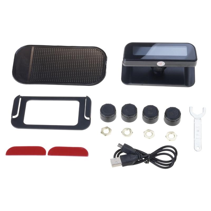 

Car Solar Powered Tire Pressure Monitoring System With 4 Wheel Tyre External Sensors And Audible Alerts For Safe Driving 1