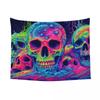 Psychedelic Skull Halloween Tapestry Wall Hanging Printed Polyester Tapestry Ins Throw Rug Blanket Wall Decor Tapiz