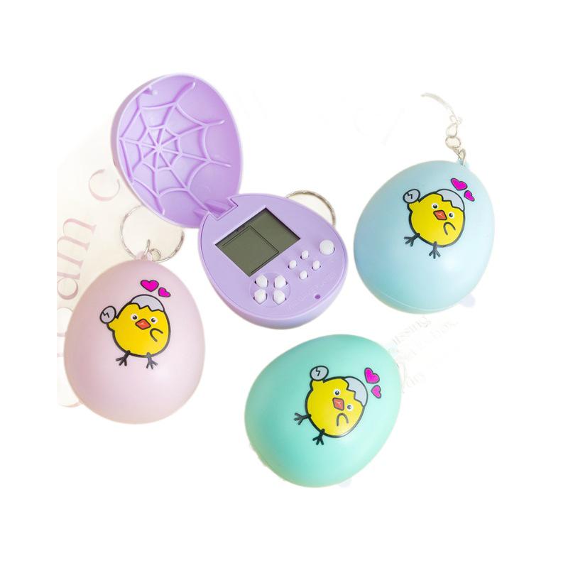 Mini Handheld Flip Egg Tetris Game Console Keychain Pendant