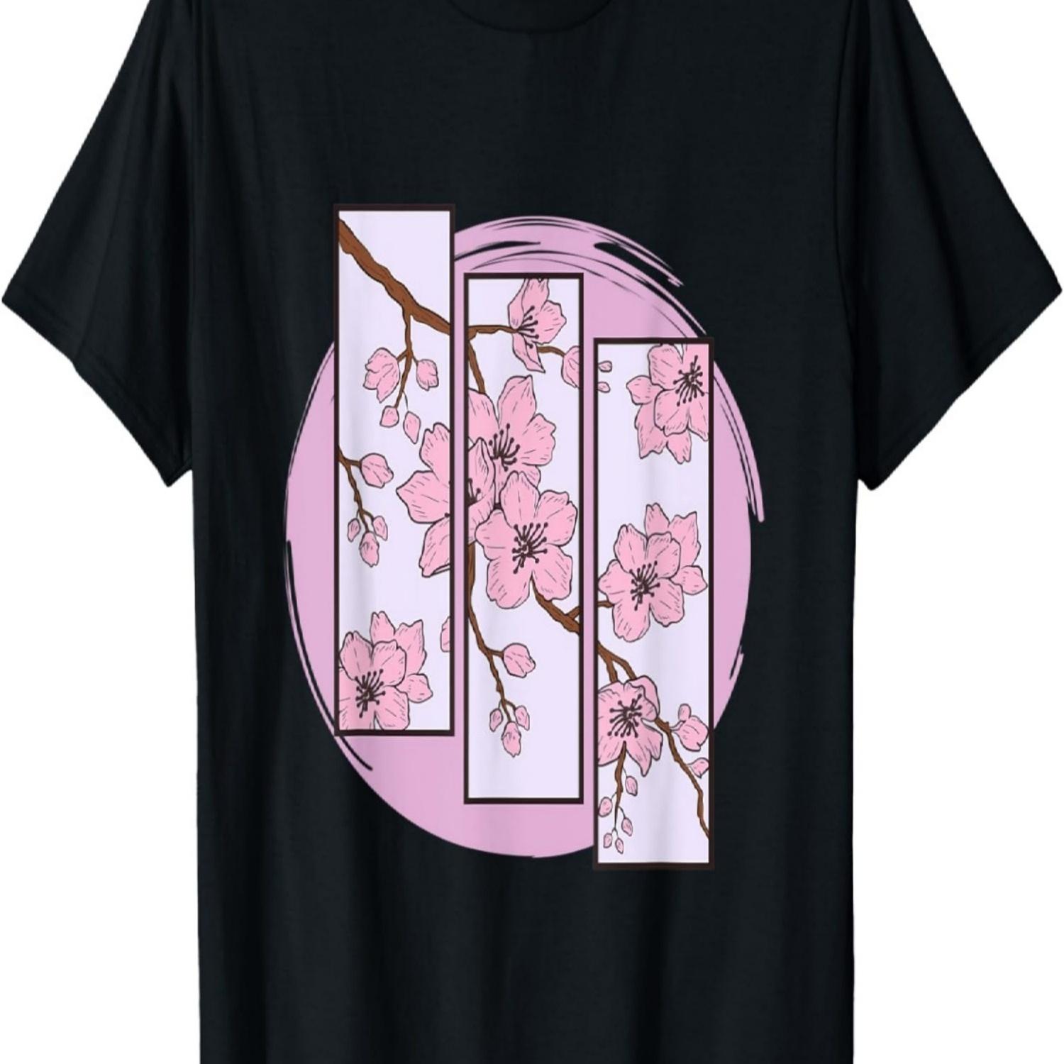 Retro Japan Pastel Cherry Blossom T-Shirt S чёрный