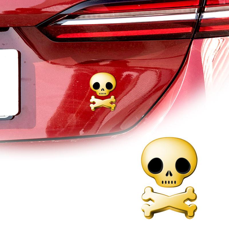 1Pcs Cute Metal Zinc Alloy Skull Skeleton Emblem Sticker Truck Label Badge Decal Motorcycle Automobiles Car Styling Accessories