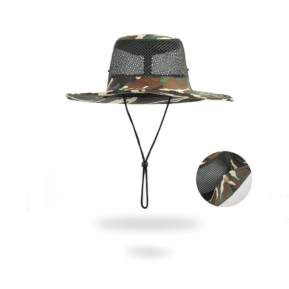 Outdoor Camouflage Mesh Bucket Hat Unisex Quick Drying Bob Caps Hip Hop Gorros Men Women Panama Cap Beach Fishing Boonie Sunhat