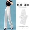 High-waisted ice silk wide-leg pants women's summer sunscreen commuting pear-shaped figure small casual straight-down suit pants