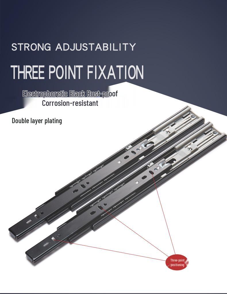 Silent Three-Section Damping Drawer Slides with Buffer Rails