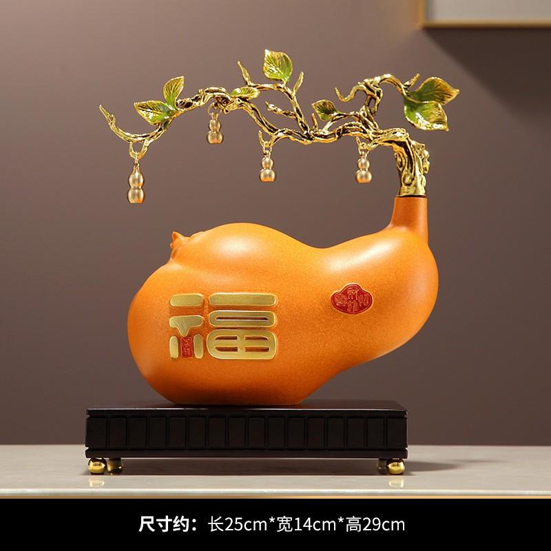 Resin Chinese Style Gourd Ornament Entryway Cabinet Living Room Decor Gift Housewarming Gourd Ornament - Orange