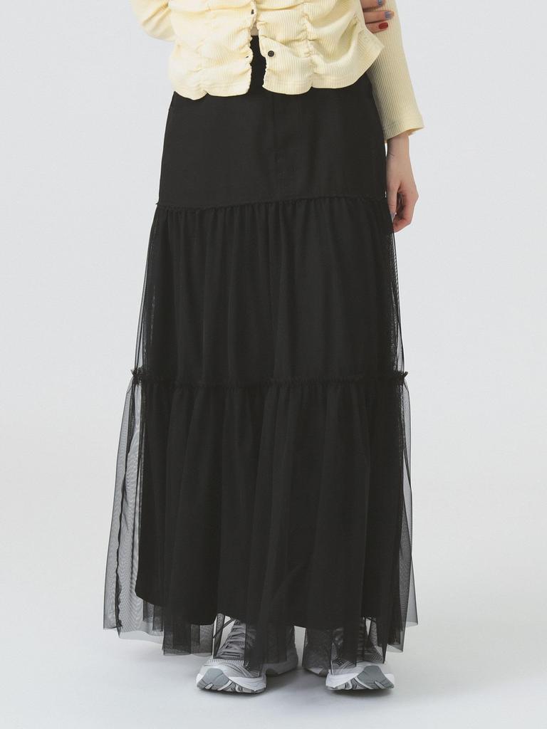 Ray Beams Women's Tulle Tiered Skirt, Black 1