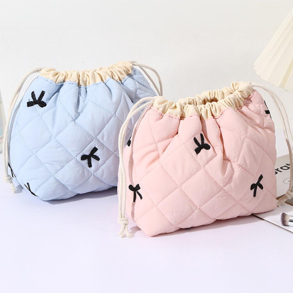 Ladies' Cotton Makeup Bag Embroidered Drawstring Storage Bag Travel Cosmetic Bags Large Capacity Hanging Toiletry Storage Bag