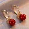 Advanced Geometric Round Micro Set Zircon Pink Pearl Pendant Earrings For Women 2026 Fashion Jewelry Accessories Girl’s Eardrop