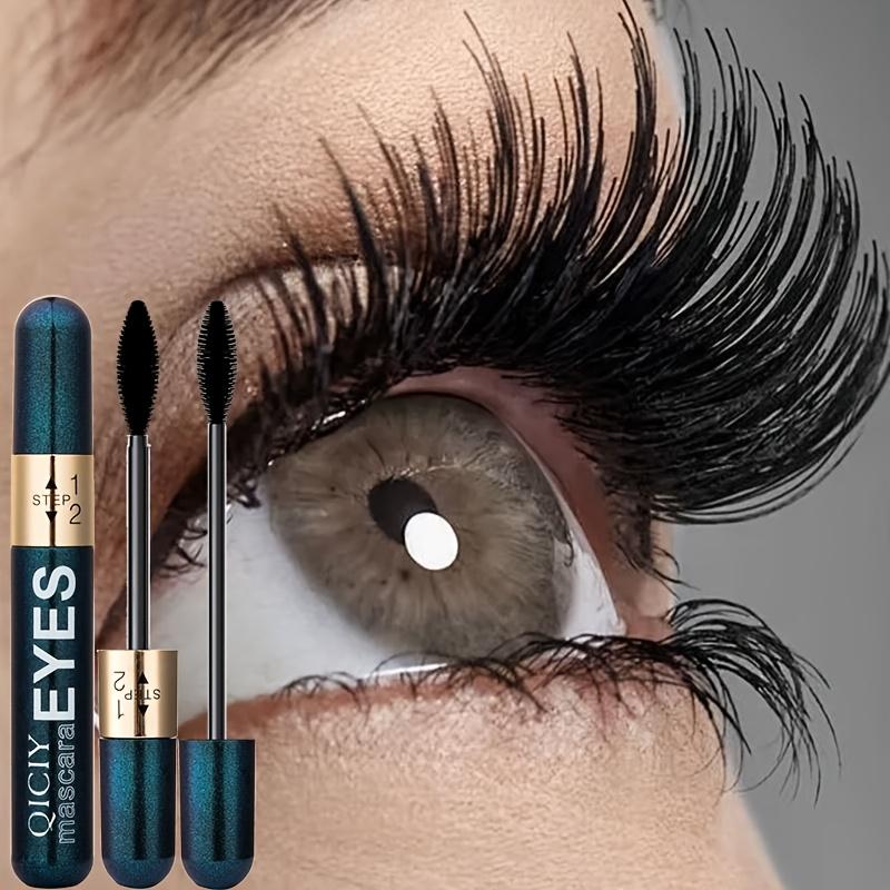 4D Mascara Double Effect Lengthen Curling Thick Eyelash Extension Long Lasting Silk Fiber Eye Lashes Makeup Mascara Cosmetics