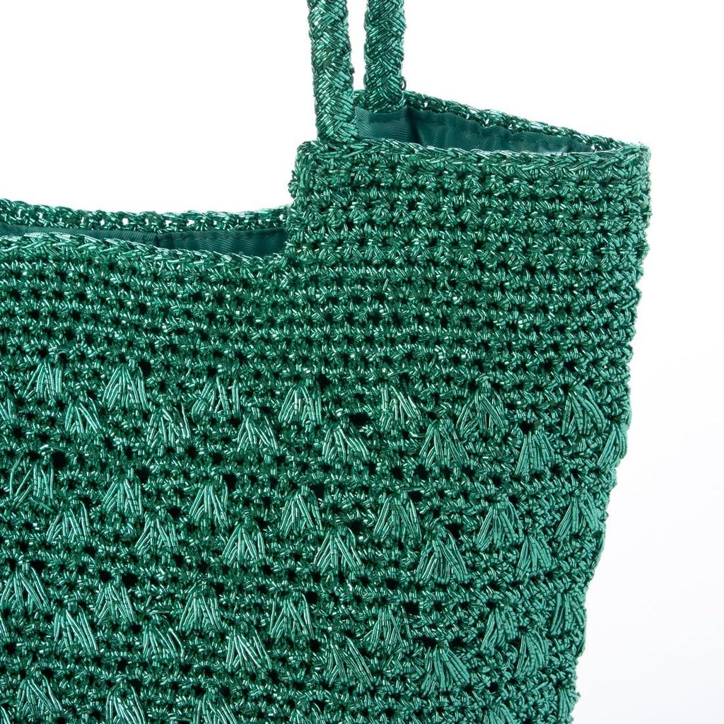 Sac cabas en maille à motif cordon métallique