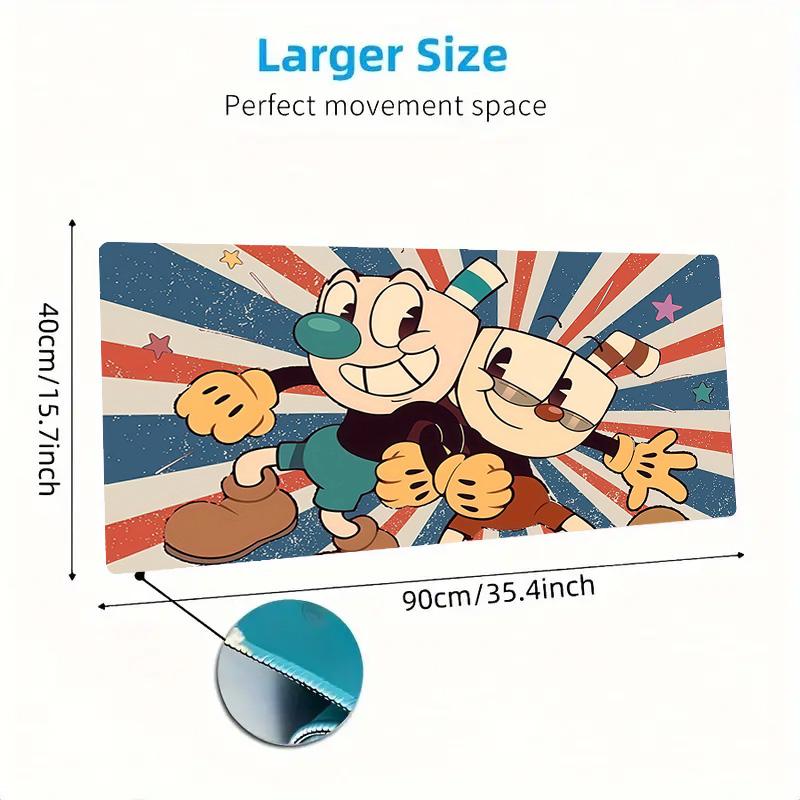 Cuphead Print Cushion Non-slip Laptop Tablet Big Mousepad XXL Mat Mini PC Playmat With Lock edge