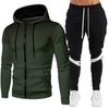 Fashion Men's Jacket Two Piece Zipper Hoodie+Pants Winter Warm Sports Wear Running Sports Wear