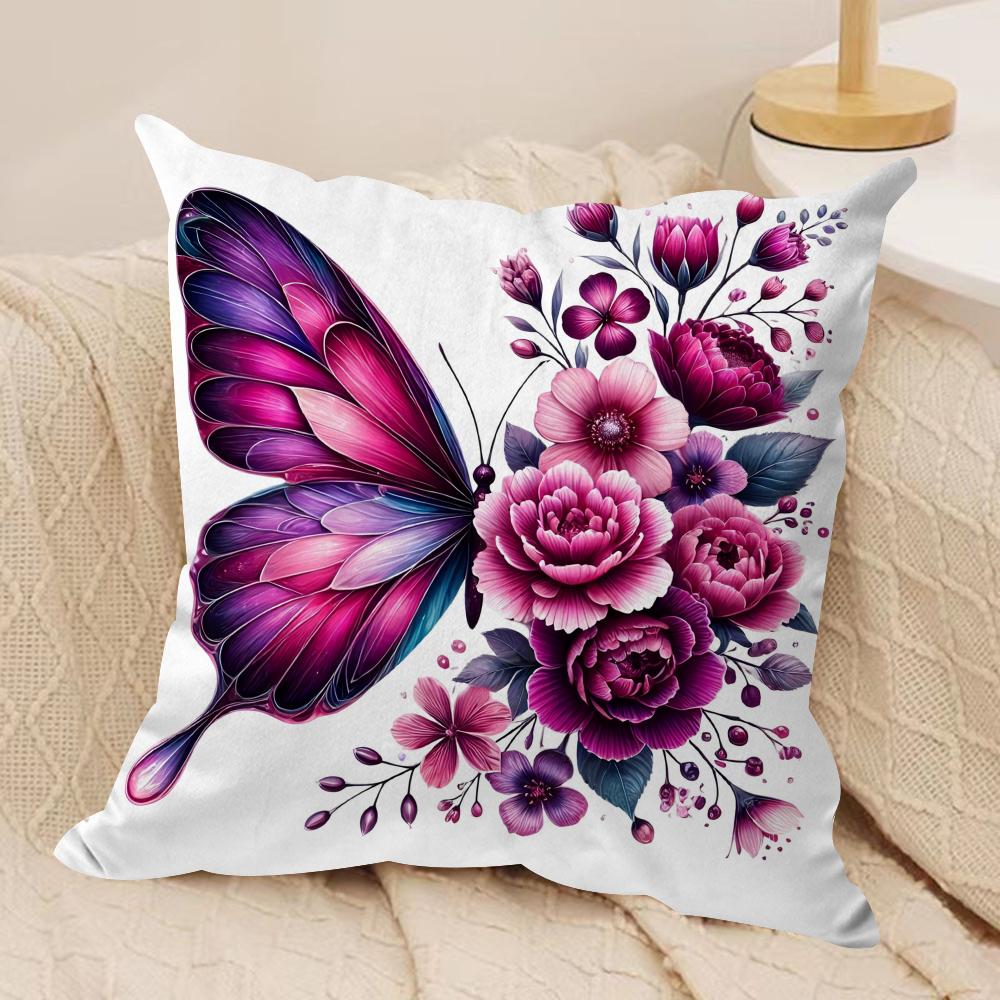 Watercolor butterfly Cushion Cover Soft Plush Fabric DoubleSided Printed Cushion Covers for All Seasons Modern HomeDecor Gift