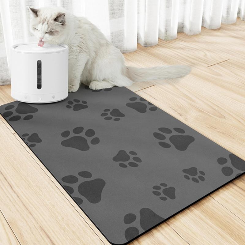 Pet Food Bowl Mat Placemat With Super Absorbent Layer Feeding Station Surfaces For Easy Cleaning Large Size