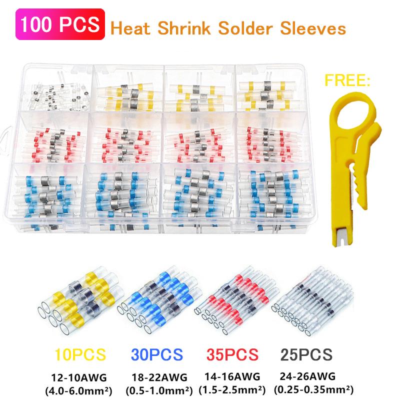 50/100/300/800pcs Practical Electrical Waterproof Seal Heat Shrink Butt Terminals Solder Sleeve Wire Connectors