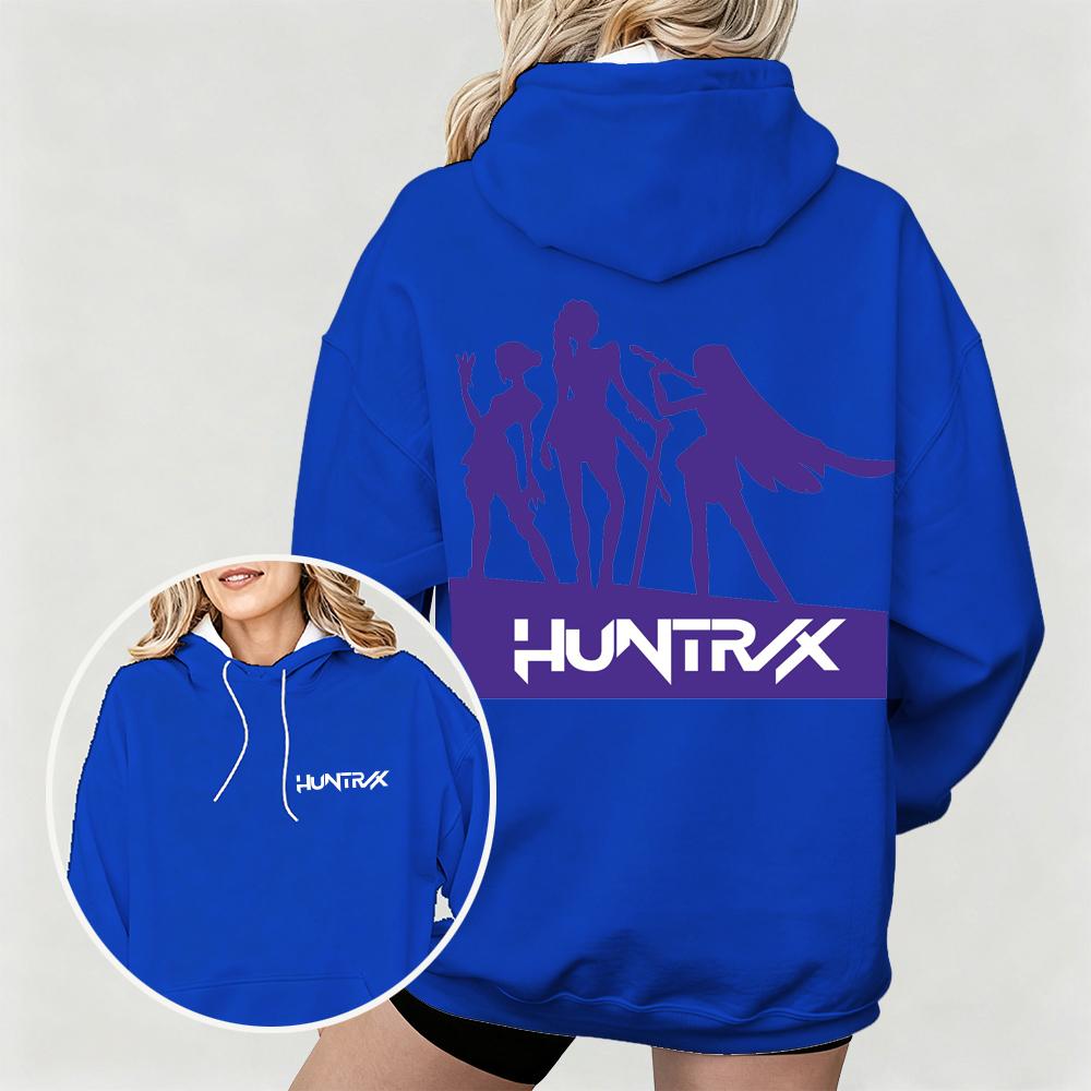 Women's KPop Demon Hunters Hoodie with HUNTRX Group Silhouette Prints Cozy for Autumn Winter Casual Outfits for Fan Collection
