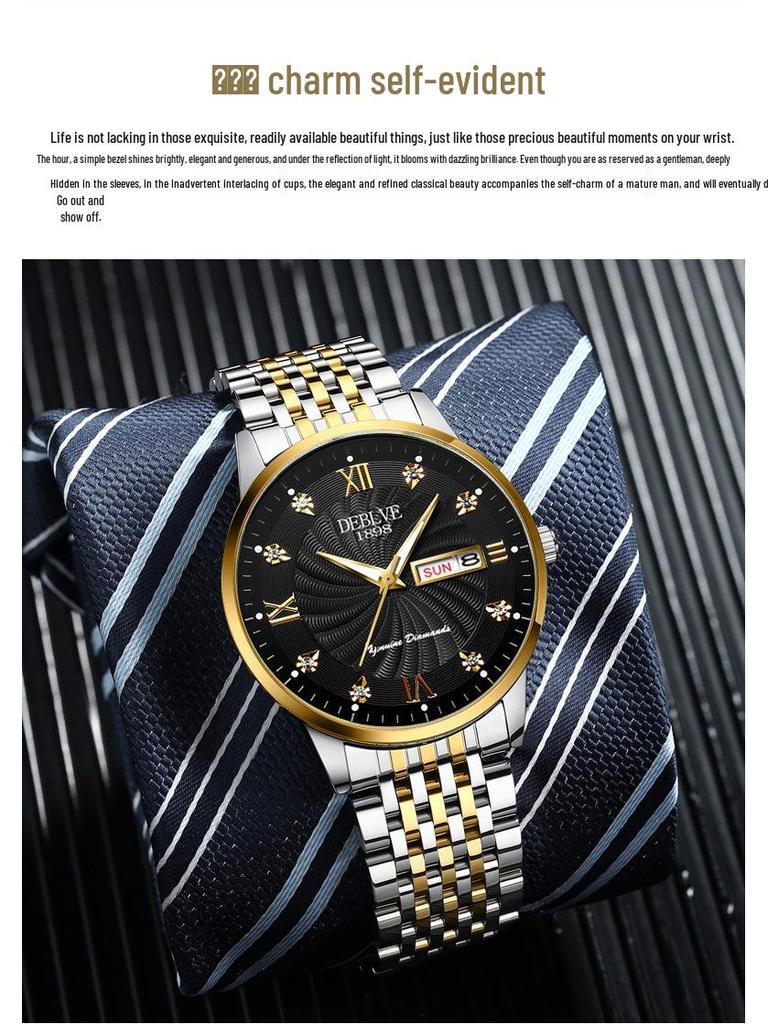 Men's High-End Waterproof Luminous Watch with Automatic Movement and Calendar