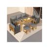 Ensemble table de jardin, canapé 3 places, 2 canapés individuels, 2 tabourets, plateau en bois d'acacia, gris