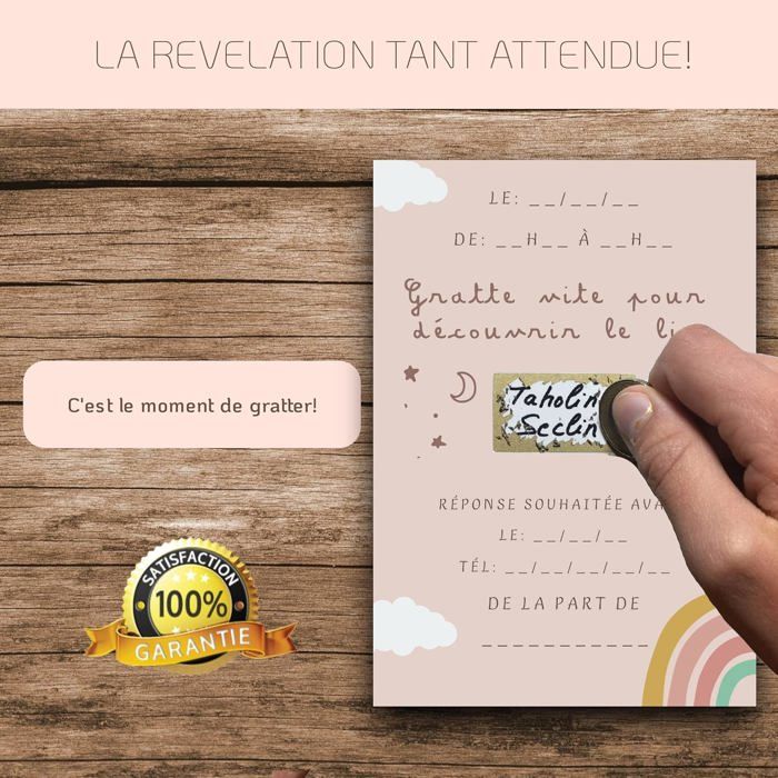 RXLITE KIT créatif Invitations Anniversaire thème ARC EN CIEL :10 Cartes à Gratter Stickers Dorés Enveloppes Blanches