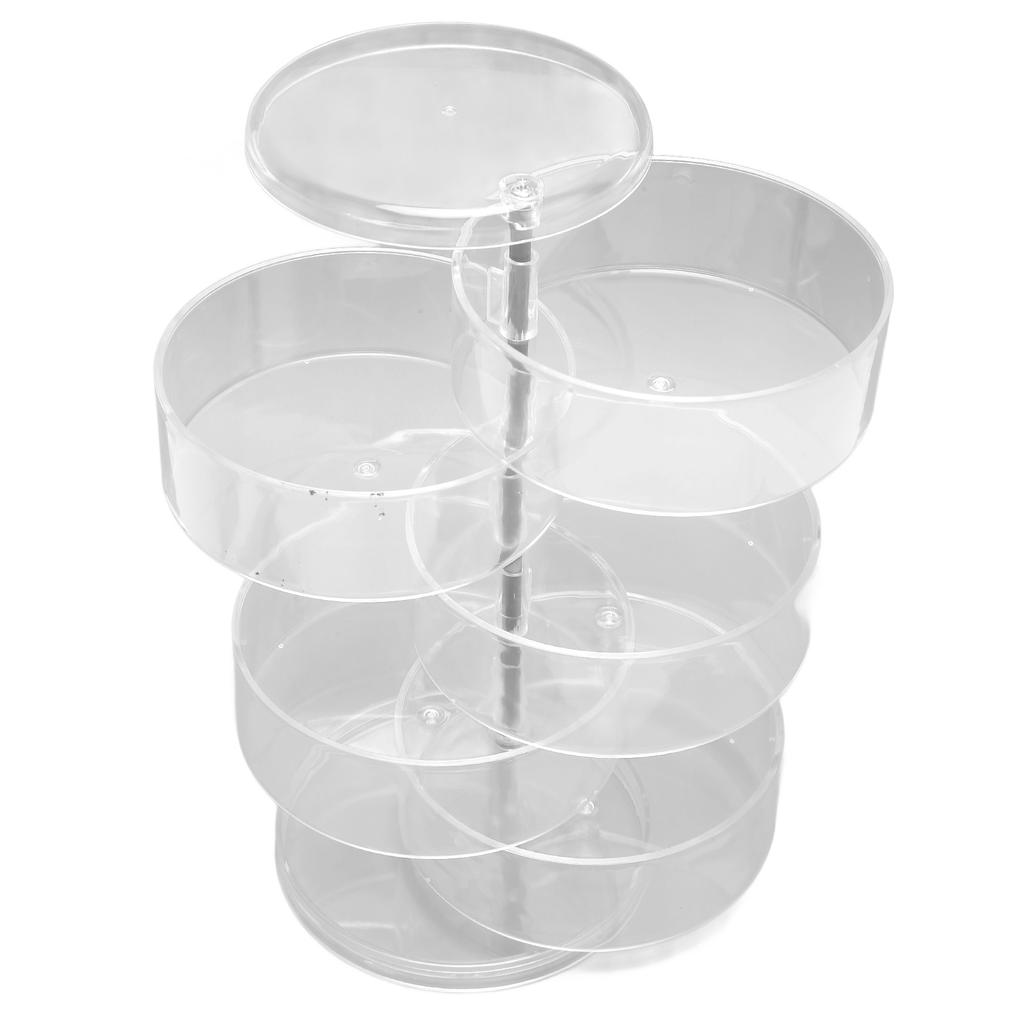 Rotatable Jewelry Box 5 Layer Transparent 360 Degree Rotation Space Saving Earring Jewelry Storage