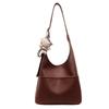 IELGY Soft Leather Lazy Style Tote Bag Ladies Retro Commuter Underarm Large Capacity Fashion Bucket Bag