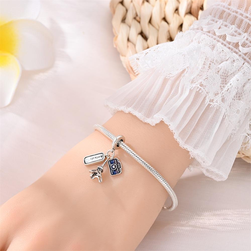 Original Charms Copper Camera Tower Pendant Beads Fit Bracelet Women Jewelry Making Diy Gift