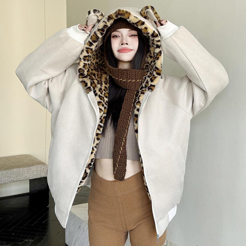 Modne damskie parki Zimowe kurtki z kapturem Luźne Plus Size Grube Ciepłe Okrycia wierzchnie Płaszcze damskie