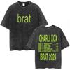 Charli Xcx Brat  Arena Tour Washed T Shirts Men Women Fashion Pop Music Tshirts Cotton Vintage Tshirt Oversized Streetwear