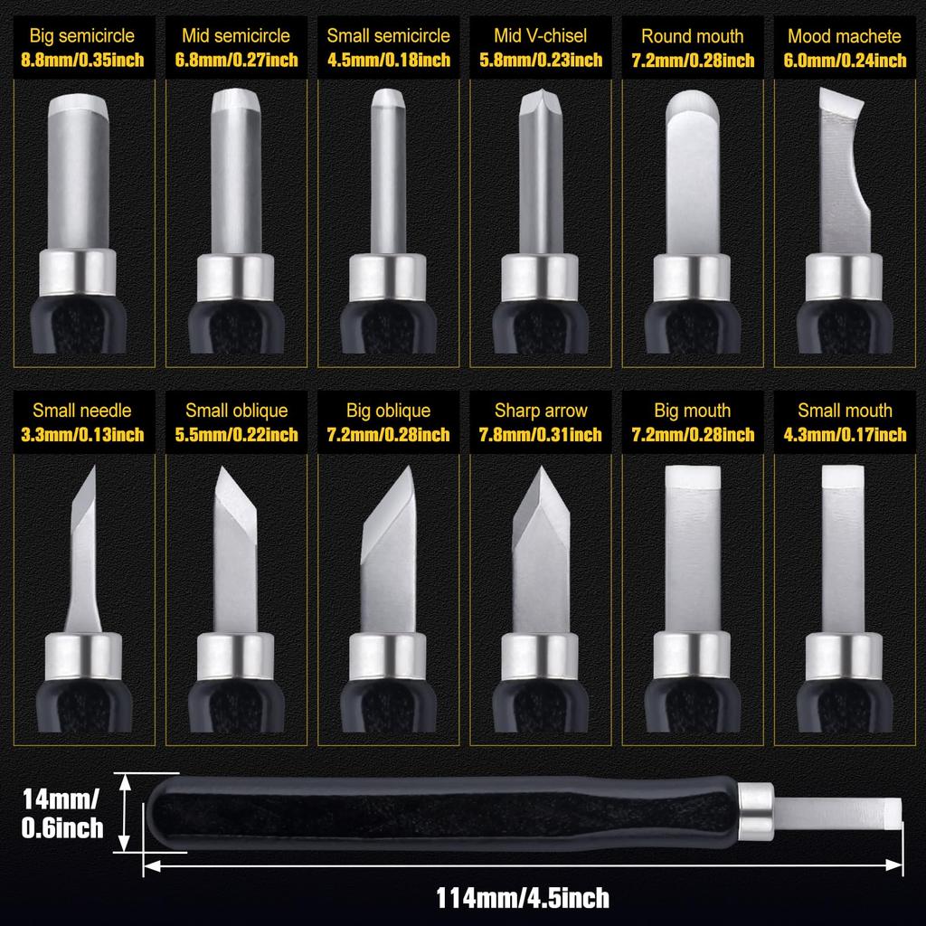 LEONTOOL Wood Carving Chisel Includes and Triangular for Precision Fine and Art Knives with SK2 Super Hard Perfect for Professional and Traditional